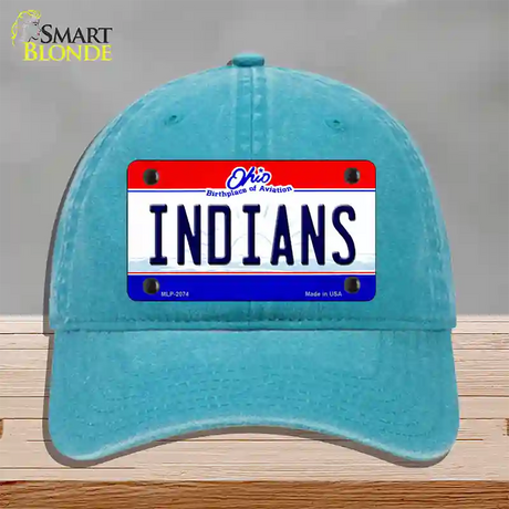 Indians Ohio State Novelty License Plate Hat Unconstructed Cotton / Lake Blue