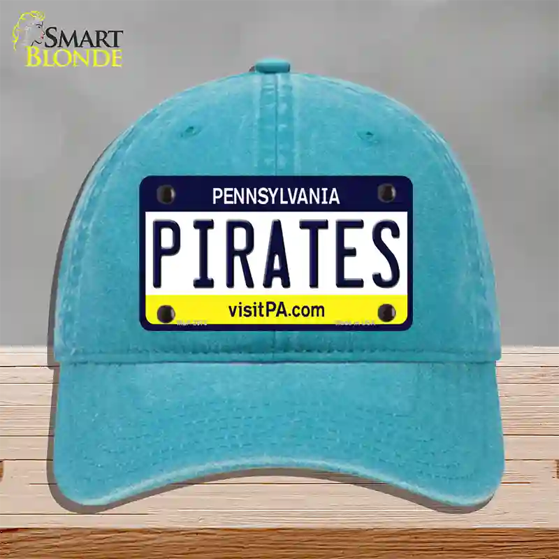 Pirates Pennsylvania State Novelty License Plate Hat Unconstructed Cotton / Lake Blue