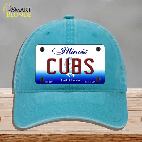 Cubs Chicago Illinois State Novelty License Plate Hat Unconstructed Cotton / Lake Blue