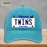 Twins Minnesota State Novelty License Plate Hat Unconstructed Cotton / Lake Blue