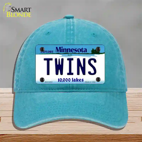 Twins Minnesota State Novelty License Plate Hat Unconstructed Cotton / Lake Blue