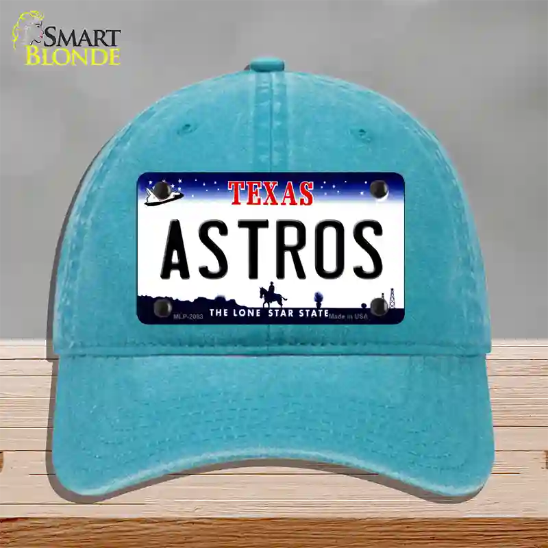 Astros Texas State Novelty License Plate Hat Unconstructed Cotton / Lake Blue