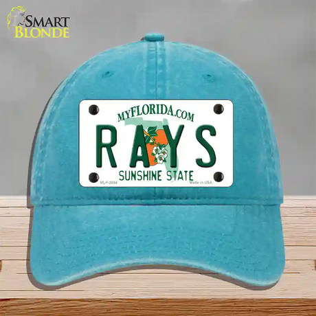 Rays Florida State Novelty License Plate Hat Unconstructed Cotton / Lake Blue