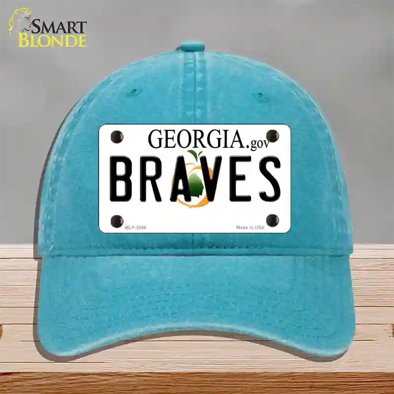 Braves Georgia State Novelty License Plate Hat Unconstructed Cotton / Lake Blue