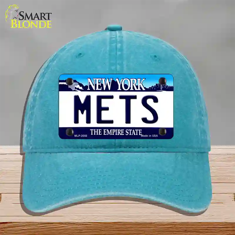 Mets New York State Novelty License Plate Hat Unconstructed Cotton / Lake Blue