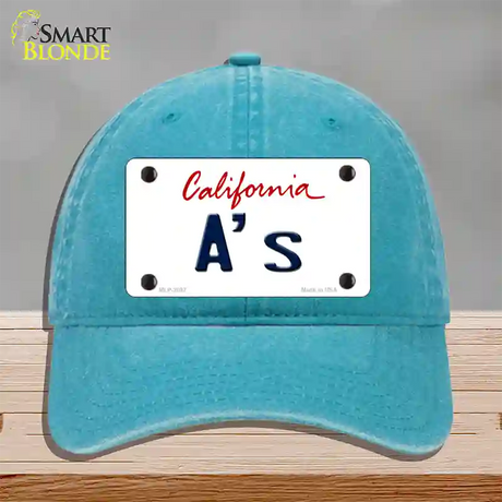 As California State Novelty License Plate Hat Unconstructed Cotton / Lake Blue