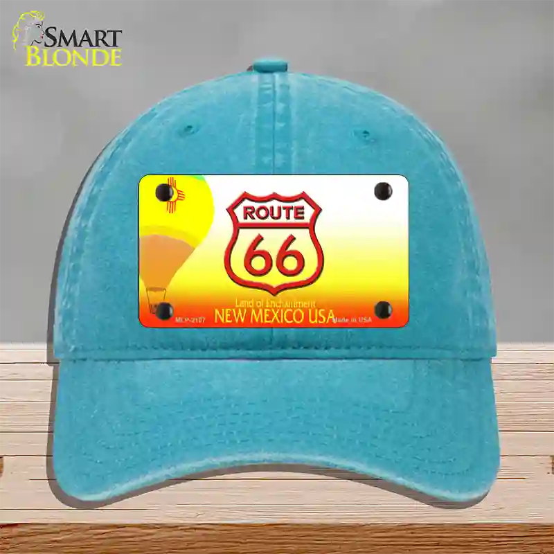 Route 66 Shield New Mexico Novelty License Plate Hat Unconstructed Cotton / Lake Blue