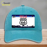 Route 66 Shield Texas Novelty License Plate Hat Unconstructed Cotton / Lake Blue