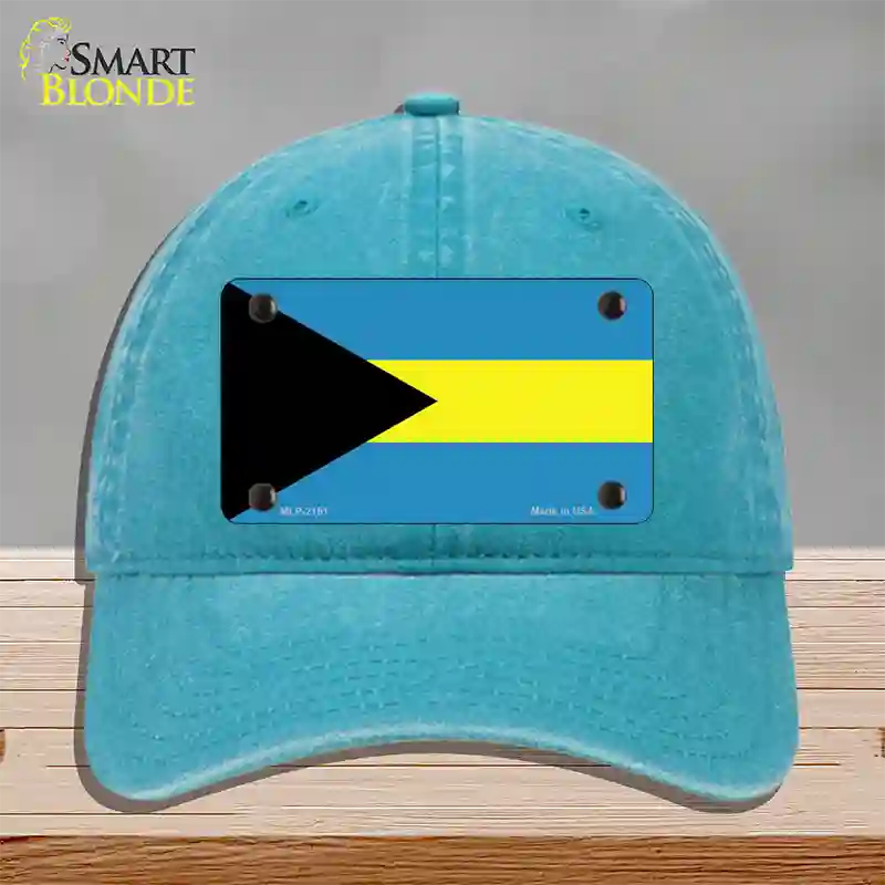 Bahamas Flag Novelty License Plate Hat Unconstructed Cotton / Lake Blue