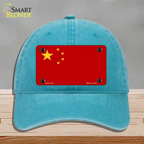 China Flag Novelty License Plate Hat Unconstructed Cotton / Lake Blue