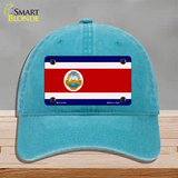 Costa Rica Flag Novelty License Plate Hat Unconstructed Cotton / Lake Blue