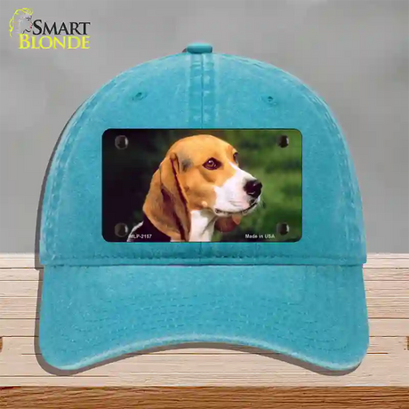 Beagle Dog Novelty License Plate Hat Unconstructed Cotton / Lake Blue