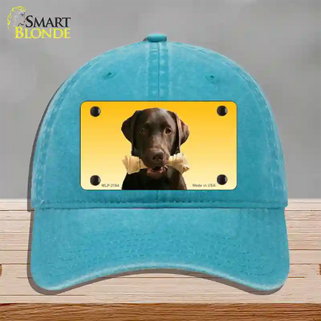 Chocolate Labrador Retriever Dog Novelty License Plate Hat Unconstructed Cotton / Lake Blue