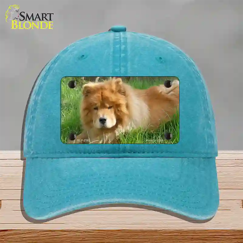 Chow Chow Dog Novelty License Plate Hat Unconstructed Cotton / Lake Blue