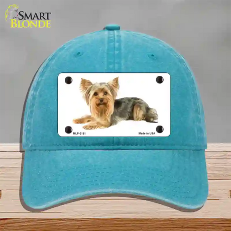 Yorkshire Terrier Dog Novelty License Plate Hat Unconstructed Cotton / Lake Blue