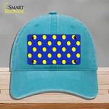 Yellow Polka Dots Royal Blue Novelty License Plate Hat Unconstructed Cotton / Lake Blue