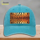 Tiger Pattern Novelty License Plate Hat Unconstructed Cotton / Lake Blue