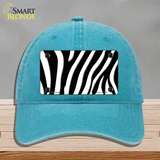 Black White Zebra Novelty License Plate Hat Unconstructed Cotton / Lake Blue