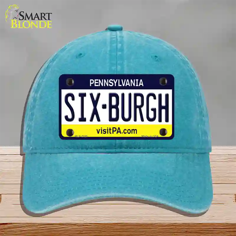 Sixburgh Pennsylvania Steelers Novelty License Plate Hat Unconstructed Cotton / Lake Blue