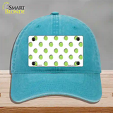 Lime Green Polka Dots White Novelty License Plate Hat Unconstructed Cotton / Lake Blue