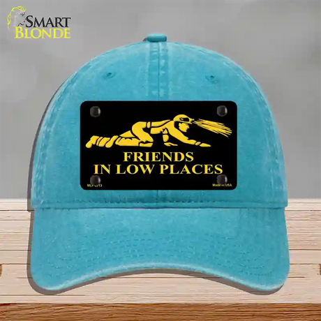 Miners Friends In Low Places Novelty License Plate Hat Unconstructed Cotton / Lake Blue