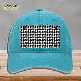 White Black Houndstooth Novelty License Plate Hat Unconstructed Cotton / Lake Blue