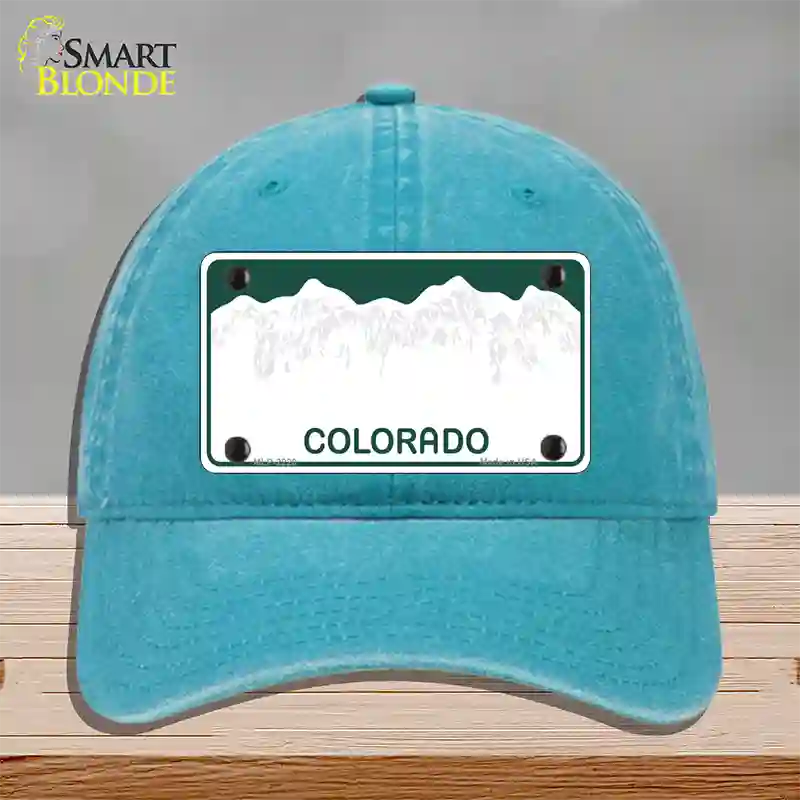 Colorado Green State Blank Novelty License Plate Hat Unconstructed Cotton / Lake Blue