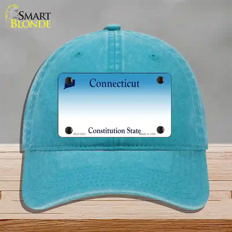 Connecticut State Blank Novelty License Plate Hat Unconstructed Cotton / Lake Blue