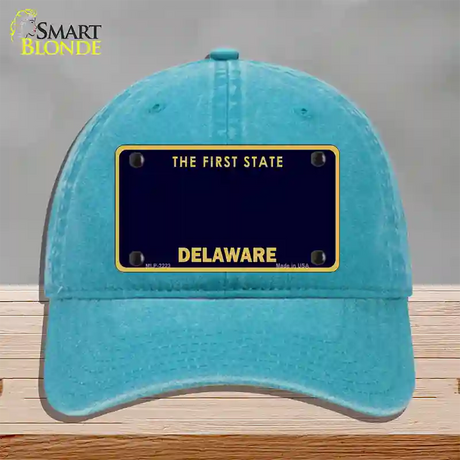 Delaware State Blank Novelty License Plate Hat Unconstructed Cotton / Lake Blue