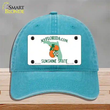 Florida State Blank Novelty License Plate Hat Unconstructed Cotton / Lake Blue