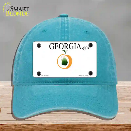 Georgia State Blank Novelty License Plate Hat Unconstructed Cotton / Lake Blue