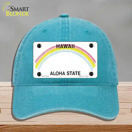 Hawaii State Blank Novelty License Plate Hat Unconstructed Cotton / Lake Blue