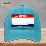 Idaho State Blank Novelty License Plate Hat Unconstructed Cotton / Lake Blue