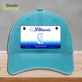 Illinois State Blank Novelty License Plate Hat Unconstructed Cotton / Lake Blue