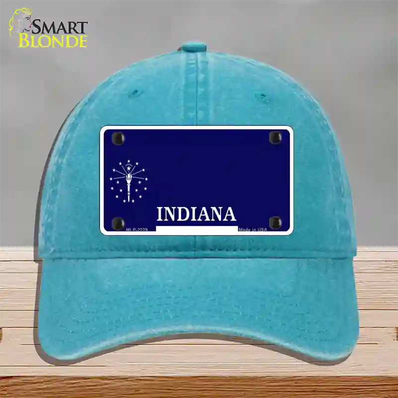 Indiana State Blank Novelty License Plate Hat Unconstructed Cotton / Lake Blue