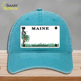 Maine State Blank Novelty License Plate Hat Unconstructed Cotton / Lake Blue