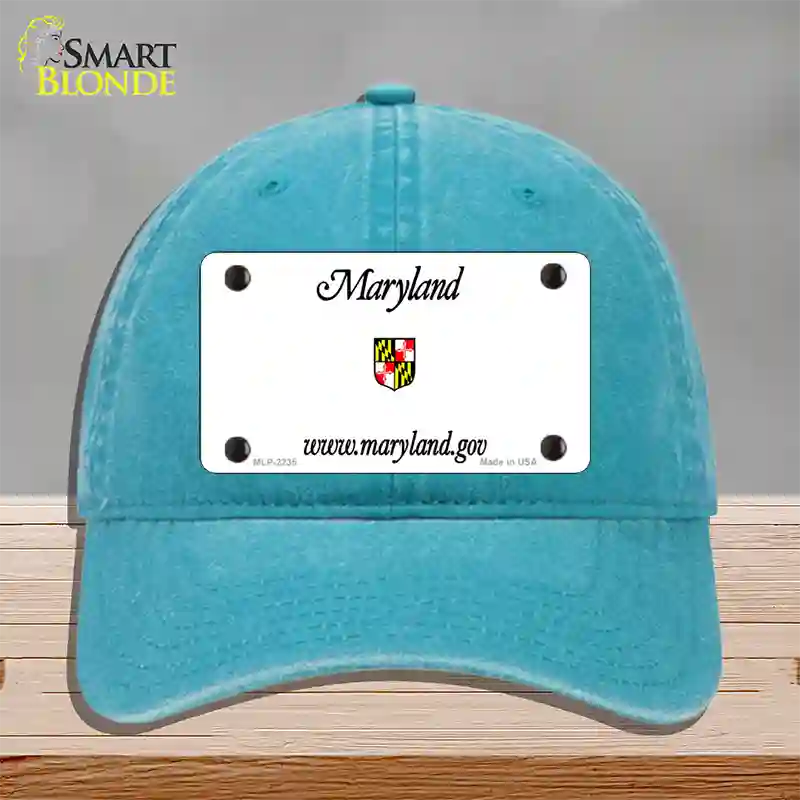 Maryland Gov State Blank Novelty License Plate Hat Unconstructed Cotton / Lake Blue