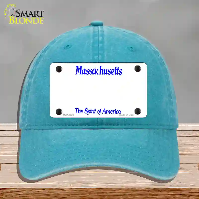 Massachusetts State Blank Novelty License Plate Hat Unconstructed Cotton / Lake Blue