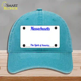 Massachusetts State Blank Novelty License Plate Hat Unconstructed Cotton / Lake Blue