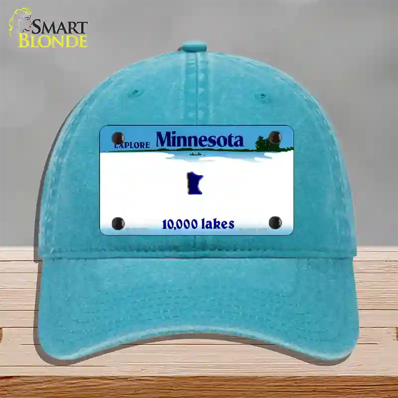 Minnesota State Blank Novelty License Plate Hat Unconstructed Cotton / Lake Blue