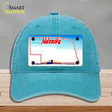 Nebraska State Blank Novelty License Plate Hat Unconstructed Cotton / Lake Blue