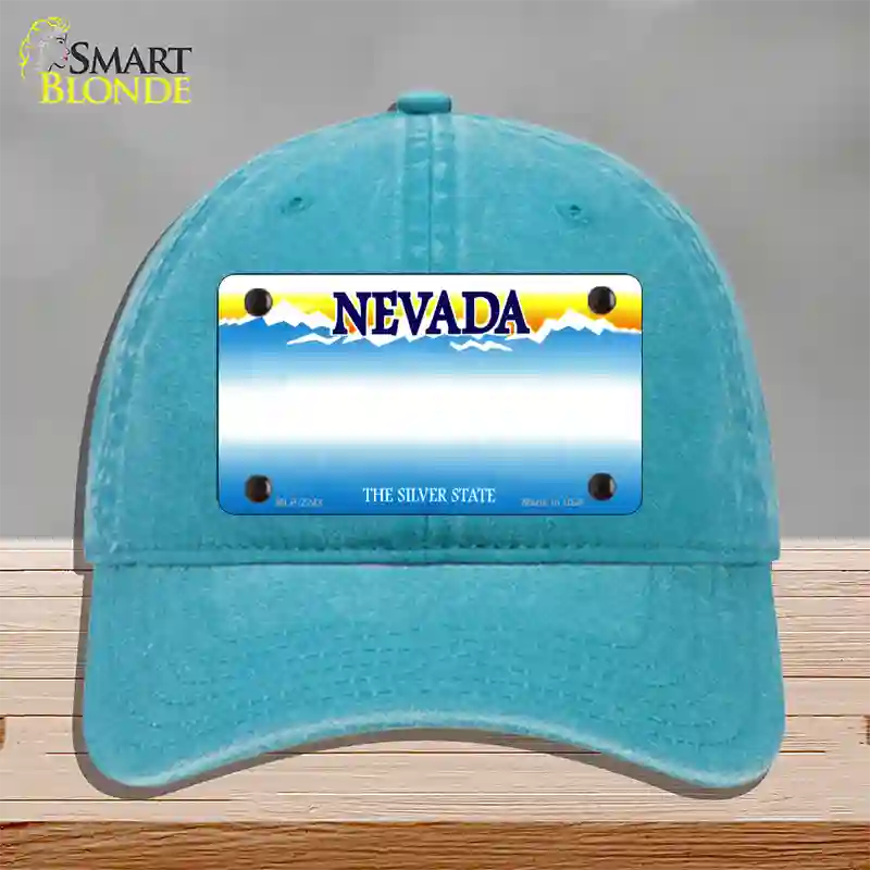 Nevada State Blank Novelty License Plate Hat Unconstructed Cotton / Lake Blue