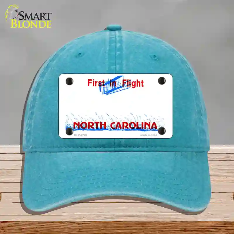 North Carolina State Blank Novelty License Plate Hat Unconstructed Cotton / Lake Blue