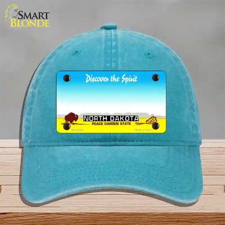 North Dakota State Blank Novelty License Plate Hat Unconstructed Cotton / Lake Blue