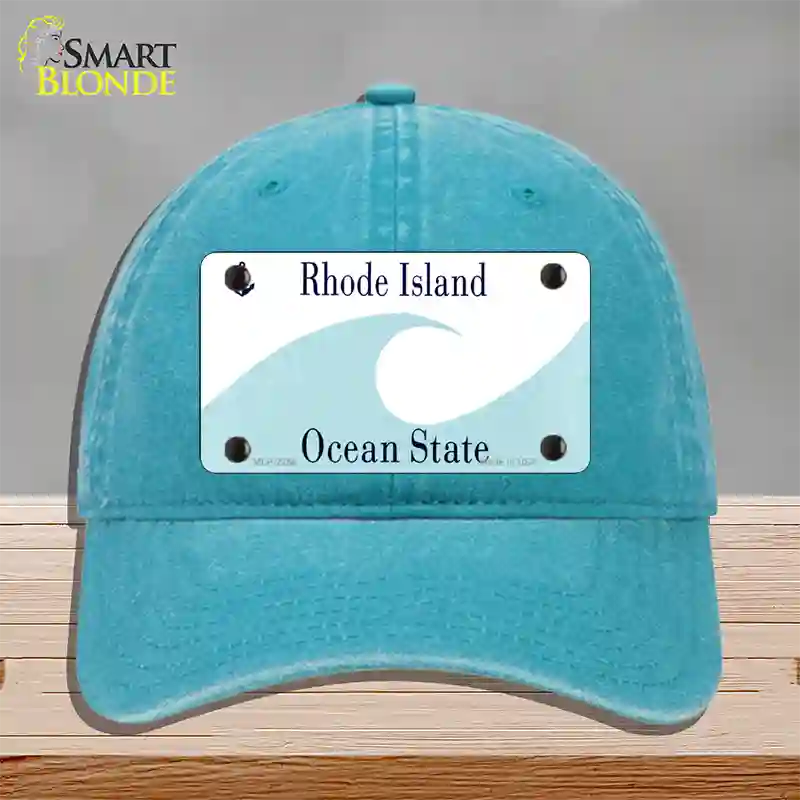 Rhode Island State Blank Novelty License Plate Hat Unconstructed Cotton / Lake Blue