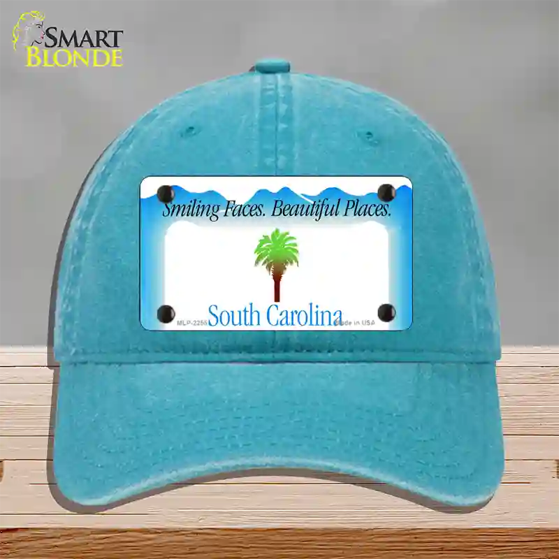 South Carolina State Blank Novelty License Plate Hat Unconstructed Cotton / Lake Blue