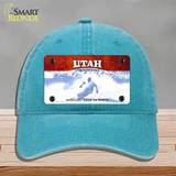 Utah State Blank Novelty License Plate Hat Unconstructed Cotton / Lake Blue