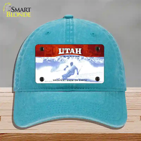 Utah State Blank Novelty License Plate Hat Unconstructed Cotton / Lake Blue