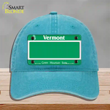 Vermont State Blank Novelty License Plate Hat Unconstructed Cotton / Lake Blue