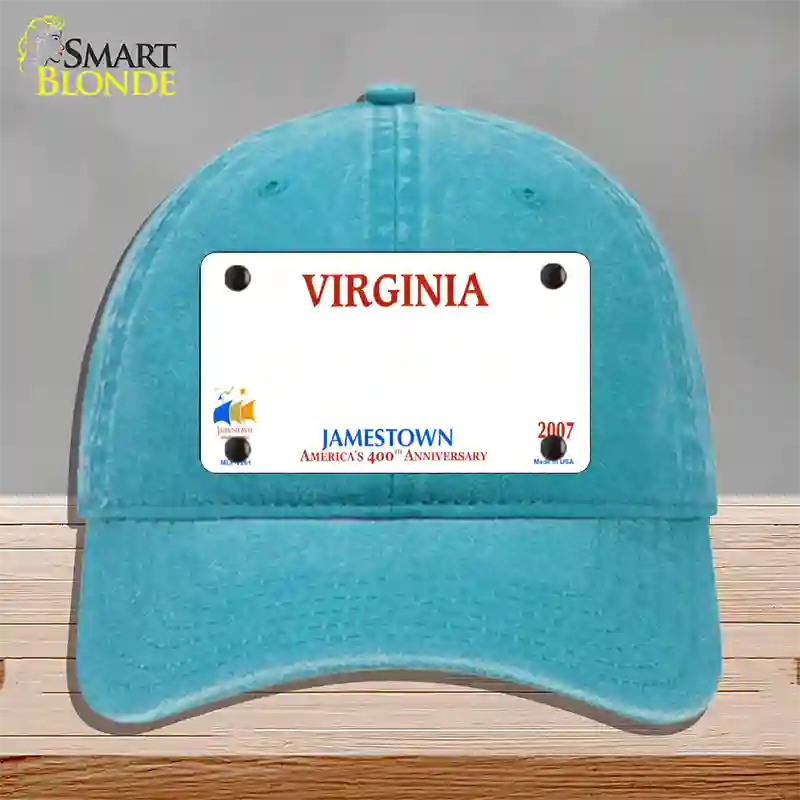 Virginia State Blank Novelty License Plate Hat Unconstructed Cotton / Lake Blue